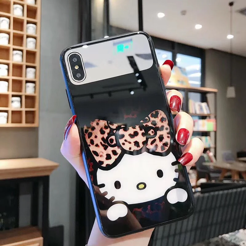 Для iphone 11 Pro Max зеркальное стекло милый hello kitty кот Минни чехол Мобильный чехол для телефона для iphone 6 6s 7 plus 8 plus X XR XS MAX