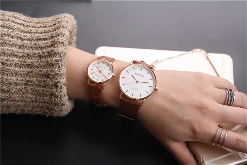 Роскошные брендовые модные хрустальные Женские часы Простой дизайн коричневый Натуральная кожа ремешок кварцевые наручные часы мужские