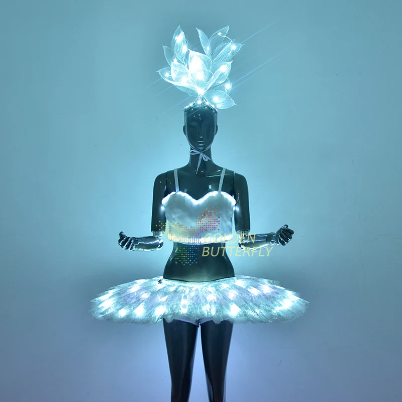 LED Skirt Women Valentine's Day Luminous Costumes Illuminated Headdress