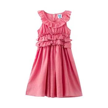 

Girls dresses New 2019 summer cotton Casual Children's dress for age 5 6 7 8 9 10 11 12 14 15Years Baby Girls Gray pink Clothing