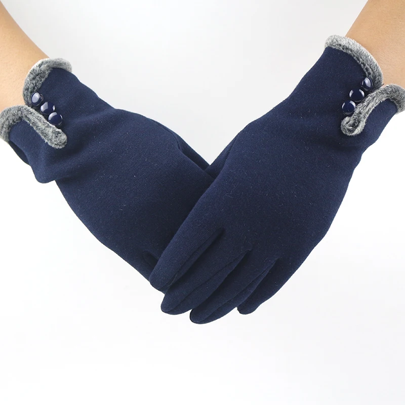 Сексуальные женские перчатки для сенсорного экрана, модные осенне-зимние женские перчатки из хлопка, теплые уличные перчатки 337 - Цвет: blue