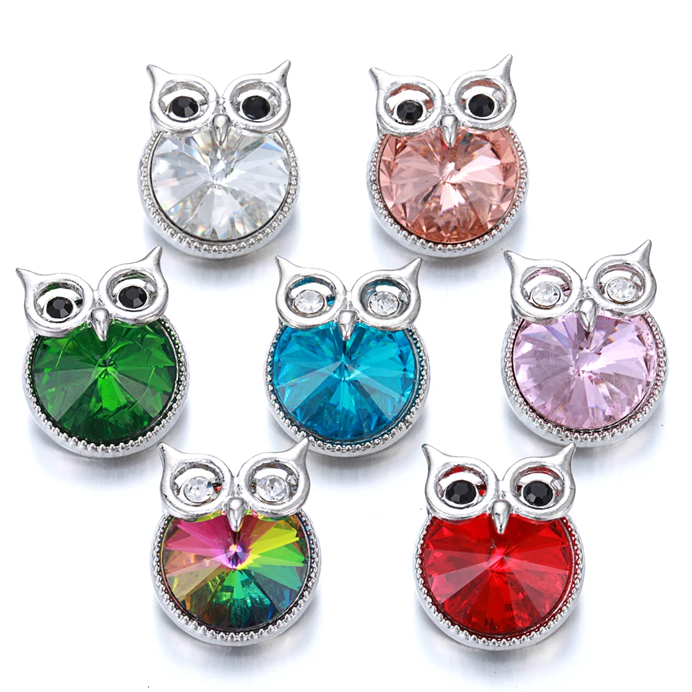

6pcs/lot New High Quality 18mm Metal Snap Button Jewelry Colorful Owl Snap Buttons Fit Snap Bracelet for Women Snaps Jewelry