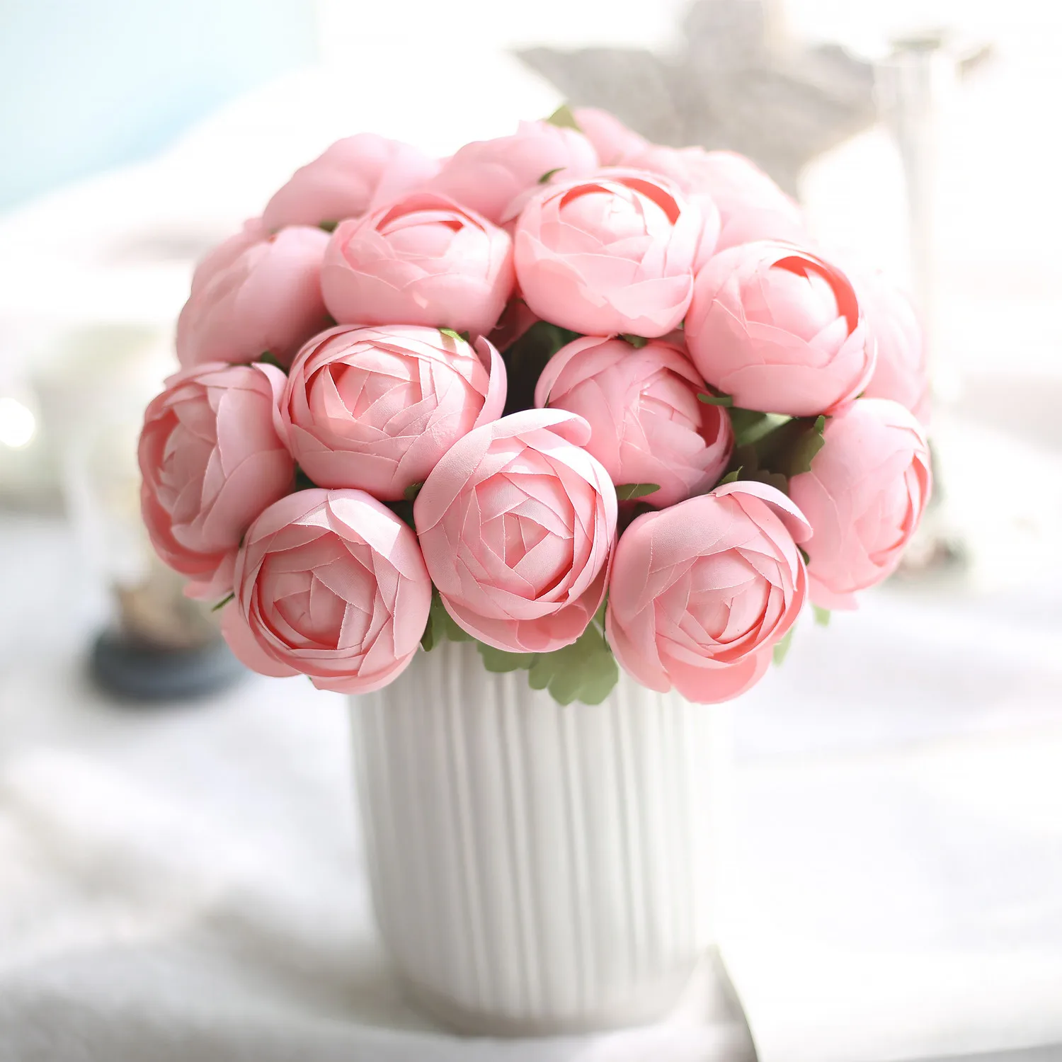 1 Bunch Silk Artificial Flower Lotus flower Pink For Public places