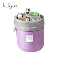 Новое поступление баррель формы путешествия косметичка с кулиской Нейлон высокое ёмкость элегантный барабаны стирка сумки макияж организатор