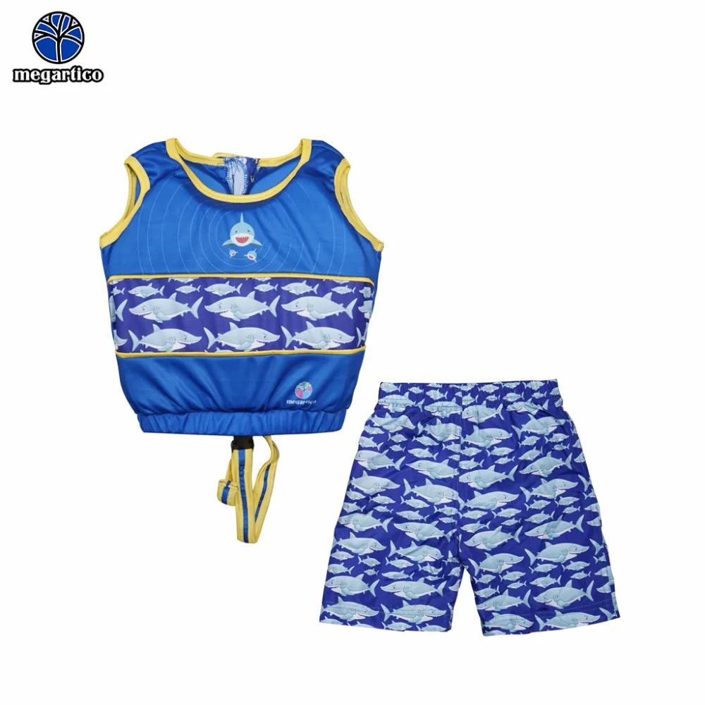 Megartico Life Jacket Kids Float Sharks Blue Swim Learning Vest And