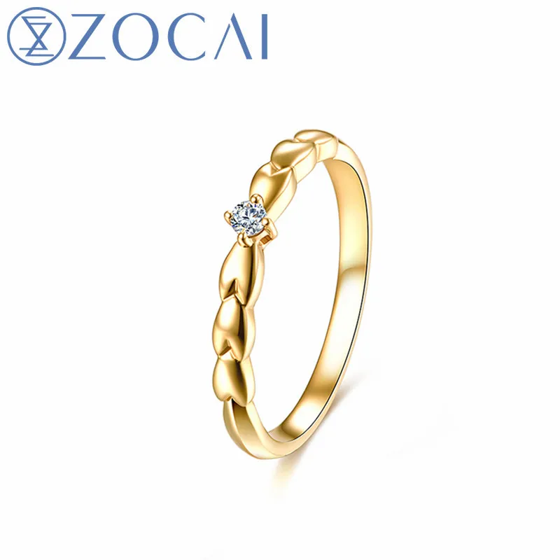 

ZOCAI New Arrived Engagement Rings Yellow 18K gold(Au750) Real 0.03 CT certified Diamond Gift Ring JBW00966