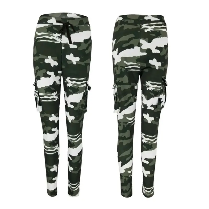 

Women Camouflage Harem Camo Pants Slim Leggings Ladies Elastic Cargo Trousers