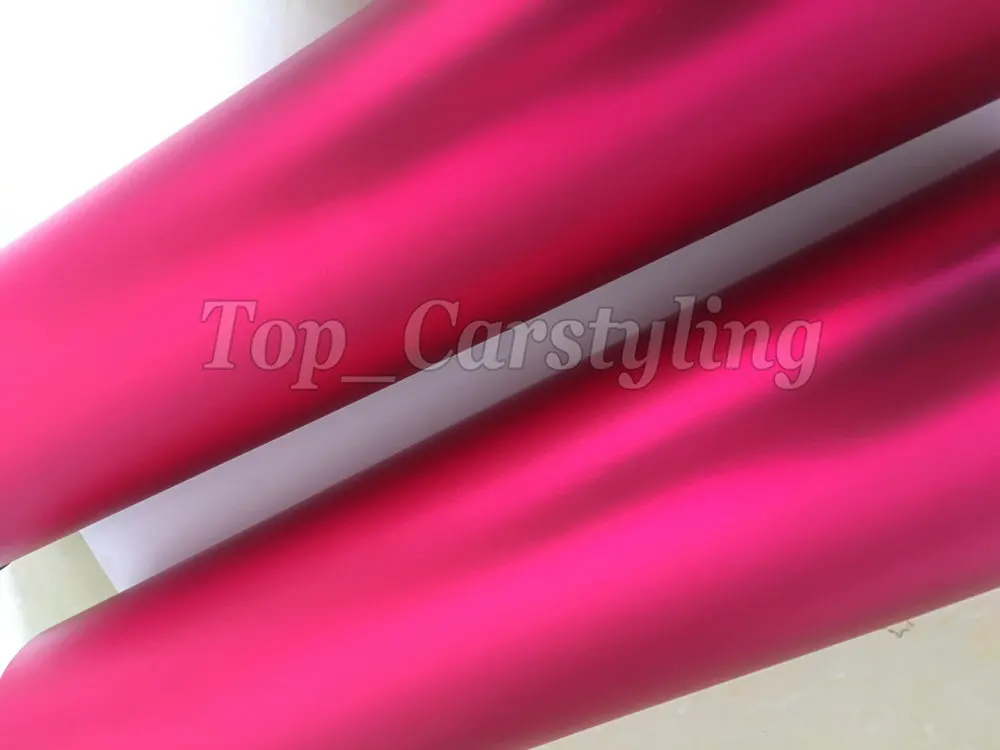 Hot pink satin chrome frozen car wrap foil matt chrome apa vinyle cover (5)
