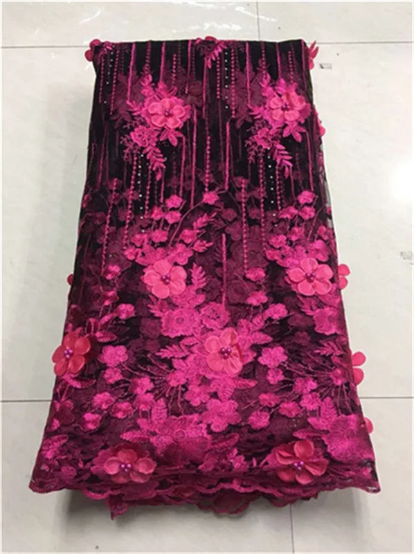 

Luxury Lace Fabric, 3D Lace Beaded Fabric, Royal Blue Black Lace Fabric, African Lace Fabric For Wedding Wine red, white, pink