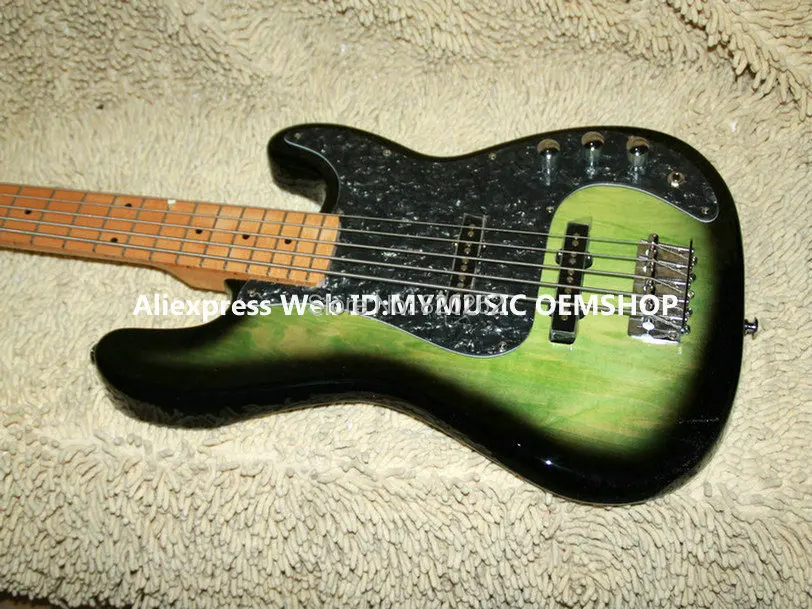 Bass Guitars Green 5 Strings Electric BASS Maple Fingerboard New Arrival Wholesale Free Shipping
