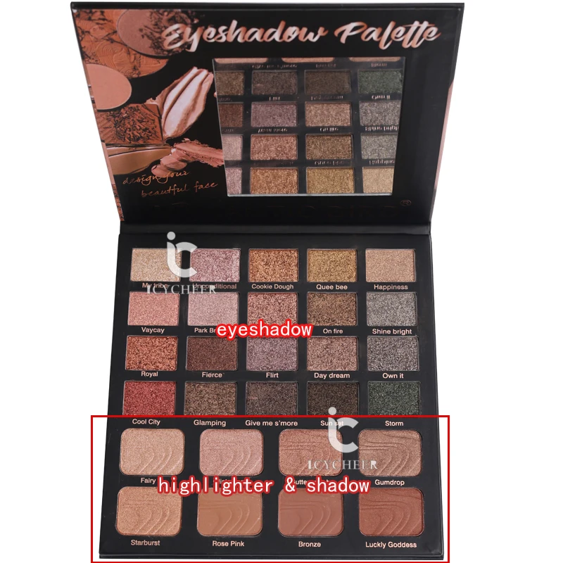  ICYCHEER Professional 28 Colors Eyeshadow Palette Glitter Shimmer Matte Eyeshadow Pallete Pigment S