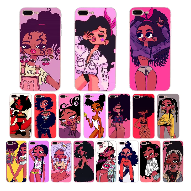 

Magic Melanin Poppin Phone Case Soft silicone For iPhone X 8 7 6 6S Plus 5S SE TPU Phone Cover xs max xr Afro Black Girl Coque