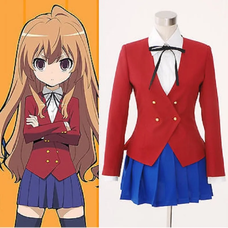 Аниме тигр дракон Toradora Косплей Тайга Айсака косплей костюм Школьная форма полный набор на заказ