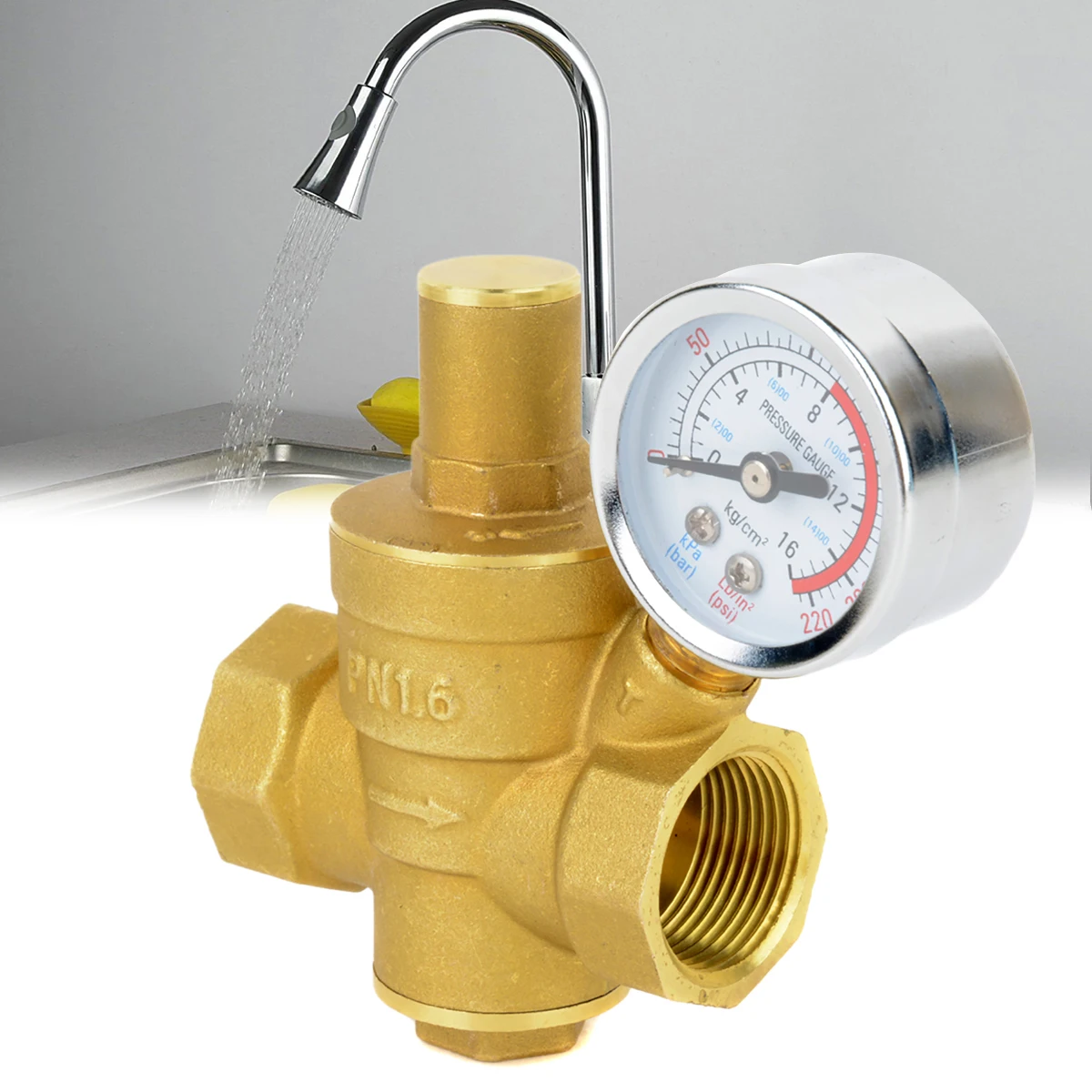 Mayitr прочный DN20 3/" Регулируемый латунный водопроводный клапан для снижения давления воды регулятор давления с манометром