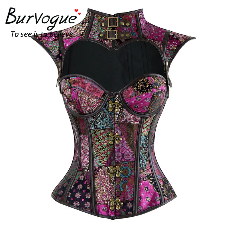 Готический корсет Burvogue в стиле стимпанк 12 стальных костей для похудения вечерние