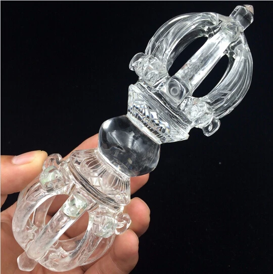 SUIRONG---410+++ Large Size 318 Grams Vajra Dorje Clear Natural Quartz Crystal Carving Art |