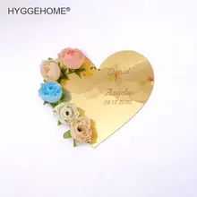 Placa de espejo con forma de corazón personalizada, bandeja de boda, decoración de fiesta de acrílico, recuerdos Verlobungstablett