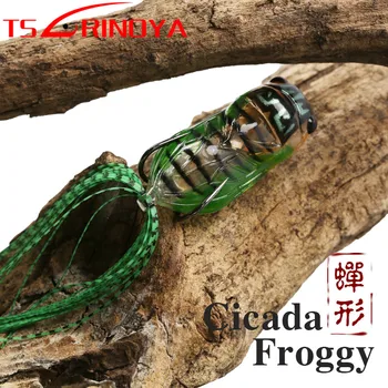 

TSURINOYA Fishing Lure Frog LY21 Cicada Froggy 15.5g 65mm Popper Artificial Soft Baits Topwater Plastic Snakehead Frogs Lure