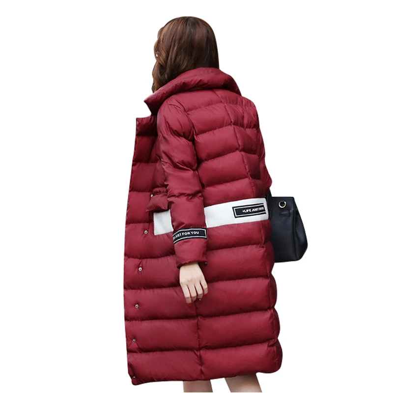 

2017 Korean Edition Women's Fashion Winter Jacket Simple Suit Collar Single Breasted Thickened Warm Downcotton Clothes Coat
