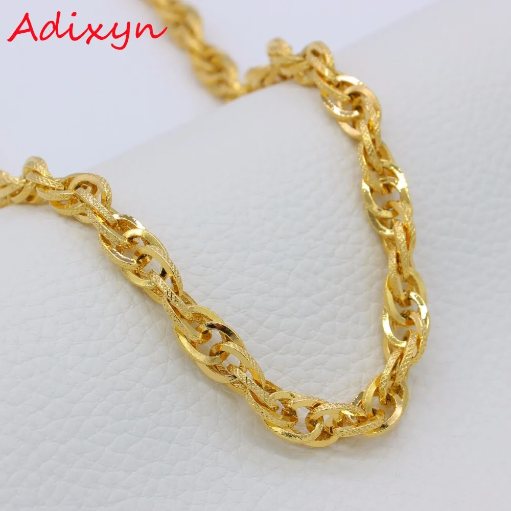 Adixyn Длина 60 см 9 мм эфиопская цепочка ожерелья для женщин золотой цвет Веревка Цепь для мужчин африканская цепочка Ювелирные изделия N4003