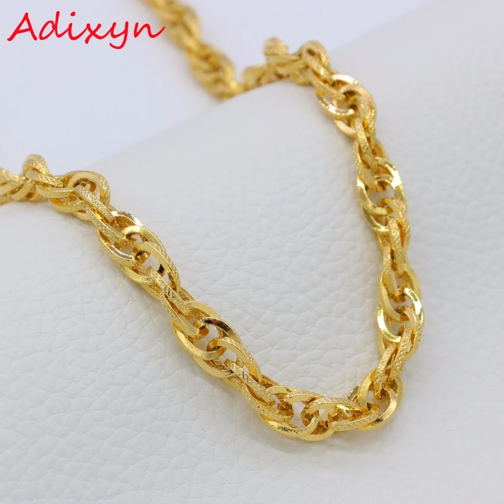 

Adixyn Length 60cm 9MM Ethiopian Chain Necklaces for Women Gold Color Rope Chain for Men African Chain Jewelry N4003