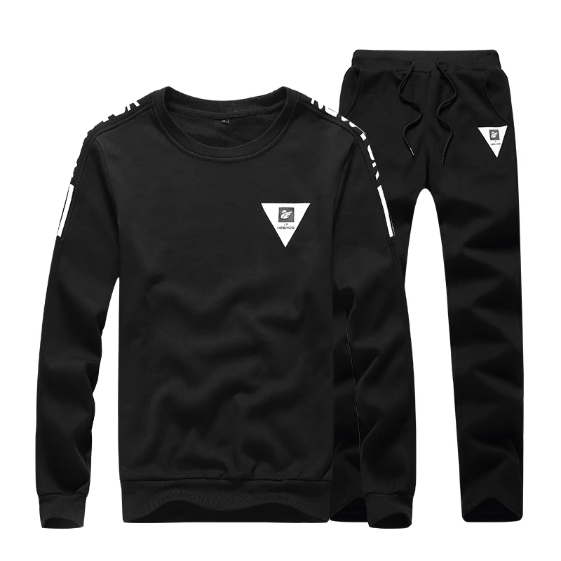 

2 Piece Men Set Sweatshirt Pants Sport Suit Tracksuit Pullover Jogger Fleece Warm Sweatpants Spring Autumn Long Sleeve Coat Men