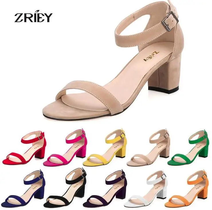 

ZriEy woman office ladies chunky high heels candy casual ankle strap pumps summer casual shoes women sandal open toe 6cm BY17865