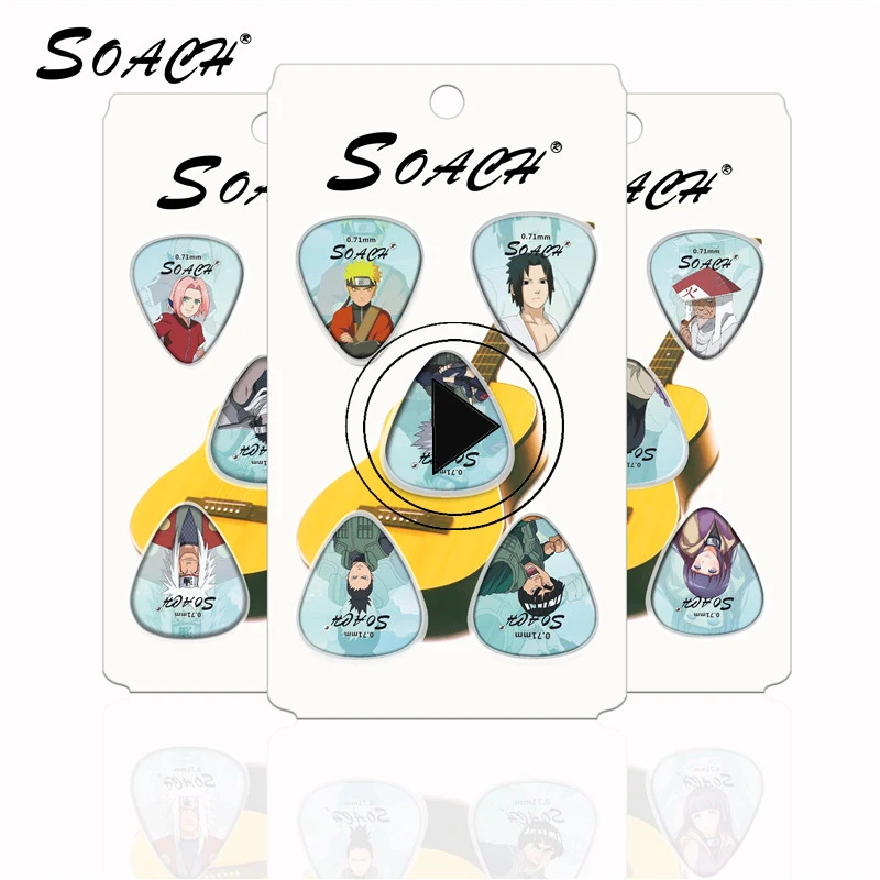 

SOACH new 10pcs/lot 0.71mm Celluloid sheet pick Bass guitar picks with Naruto package sent randomly Guitar Parts & Accessories