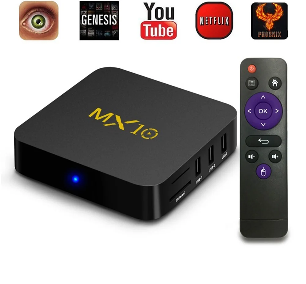 Android tv Box MX10 Smart tv Box 4 Гб DDR3 32 ГБ/64 Гб Rockchip RK3328 четырехъядерный 64-разрядный медиаплеер 4K 2,4 ГГц wifi USB 3,0