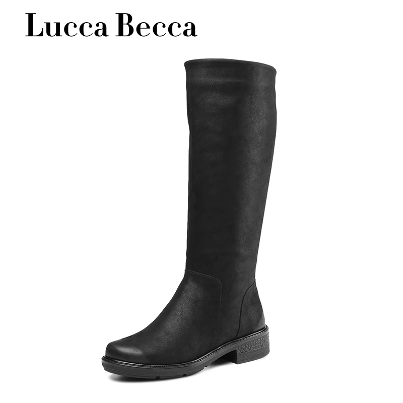 

Lucca Becca New Winter Knee High Boots Women Black Snow Boots Women Shoes Zipper Motorcycle Long Boots Low Heel Comfortable Shoe