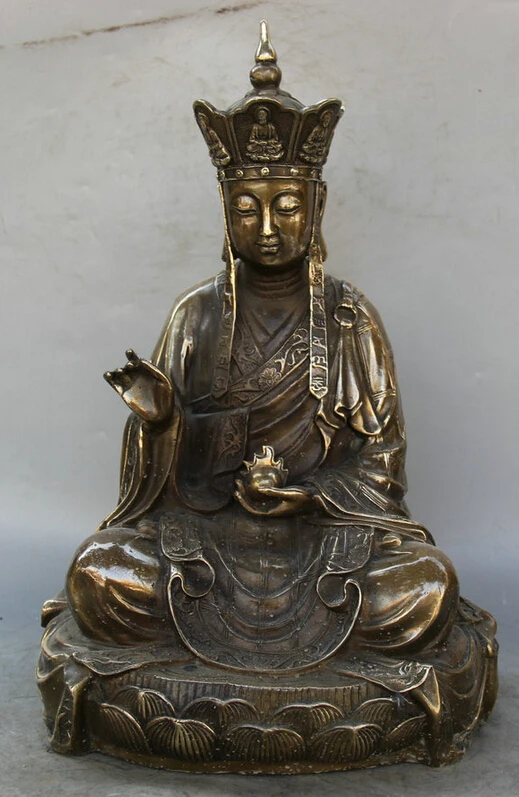 

Fast shipping USPS to USA S2001 16" Chinese Buddhism Copper Ksitigarbha Boddhisattva Netherworld Leader Statue
