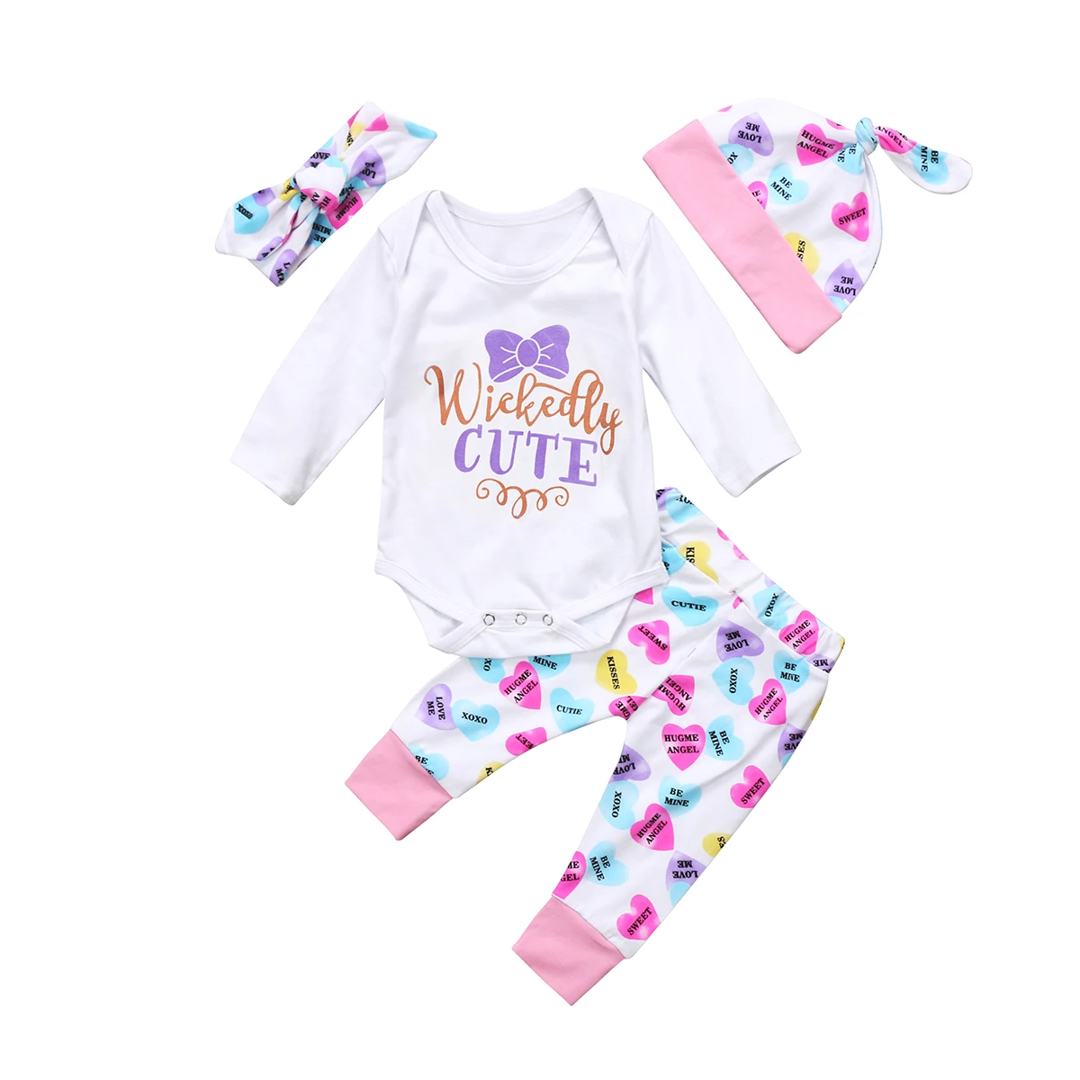 

Newborn Toddler Baby Girl Clothes Long Sleeve Romper Bodysuit+Floral Headband Leggings Outfits Set