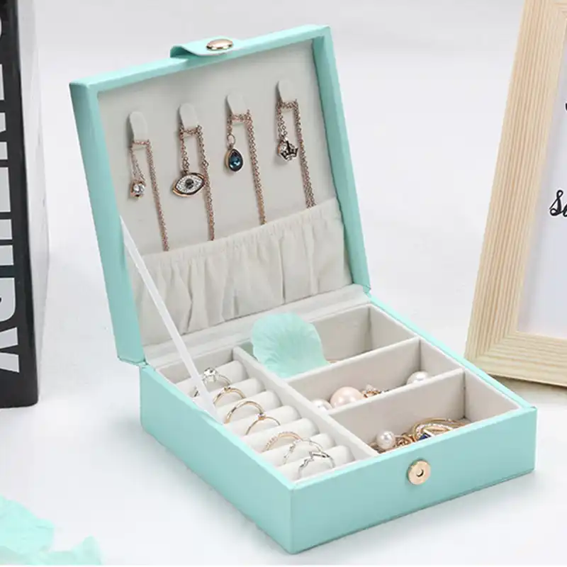 Portable Travel Jewelry Box Packaging Pu Leather Korean Simple Earrings Ring Jewellery Display Storage Case Organizer Gift Bo Portable Travel Jewelry Box Packaging Pu Leather Korean Simple Earrings Ring Jewellery Display Storage Case Organizer Gift Bo