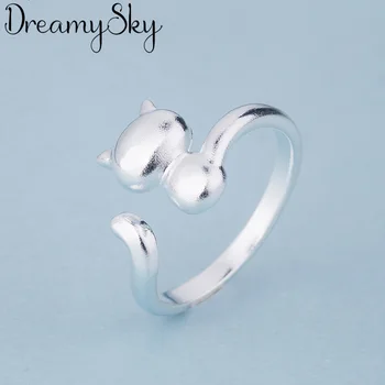 

Fashion 925 Sterling Silver Cat Rings For Women Party Gift Ladies Wedding Jewelry Engagement Large S925 Rings Anillos
