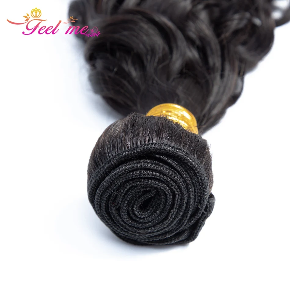 FEEL ME Brazilian Water Wave Bundles 100% Human Hair Bundles Can Buy 1/3/4 PCS Natural Color Remy Human Hair Weave Extensions