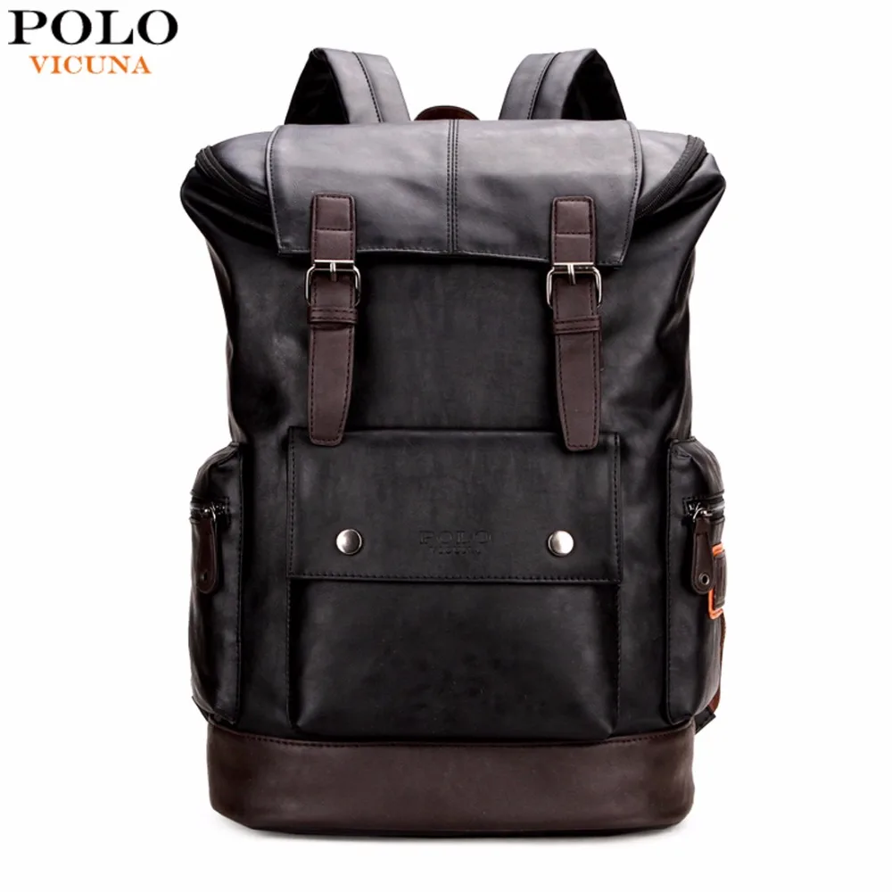 www.bagsaleusa.com : Buy VICUNA POLO Simple Patchwork Large Capacity Mens Leather Backpack For ...