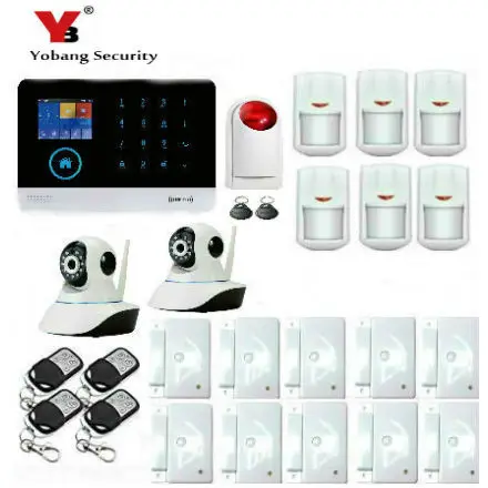 

YobangSecurity Touch Keypad LCD Display Wifi GSM IOS Android APP Wireless Voice Message Home Burglar Security Alarm System