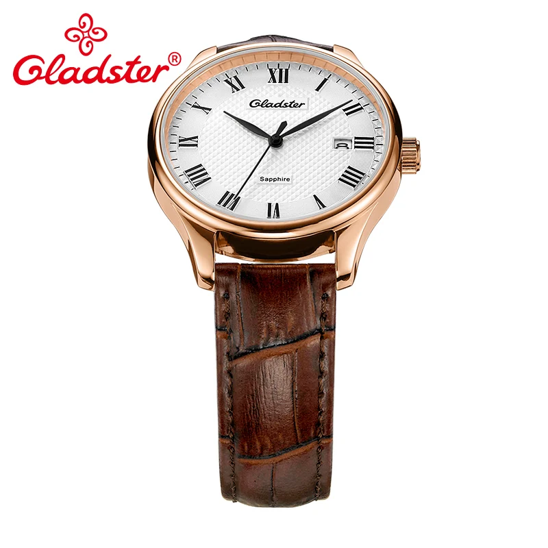 Мужские наручные часы Gladster роскошные японские кожаные Наручные MIYOTA с сапфировым