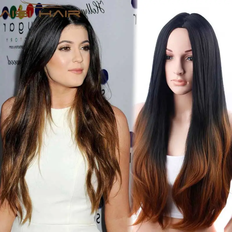 Ombre Wig Cheap Fashion heat resistant Synthetic Female Beauty Curly two-tone Cospaly Wigs african american wig for black women