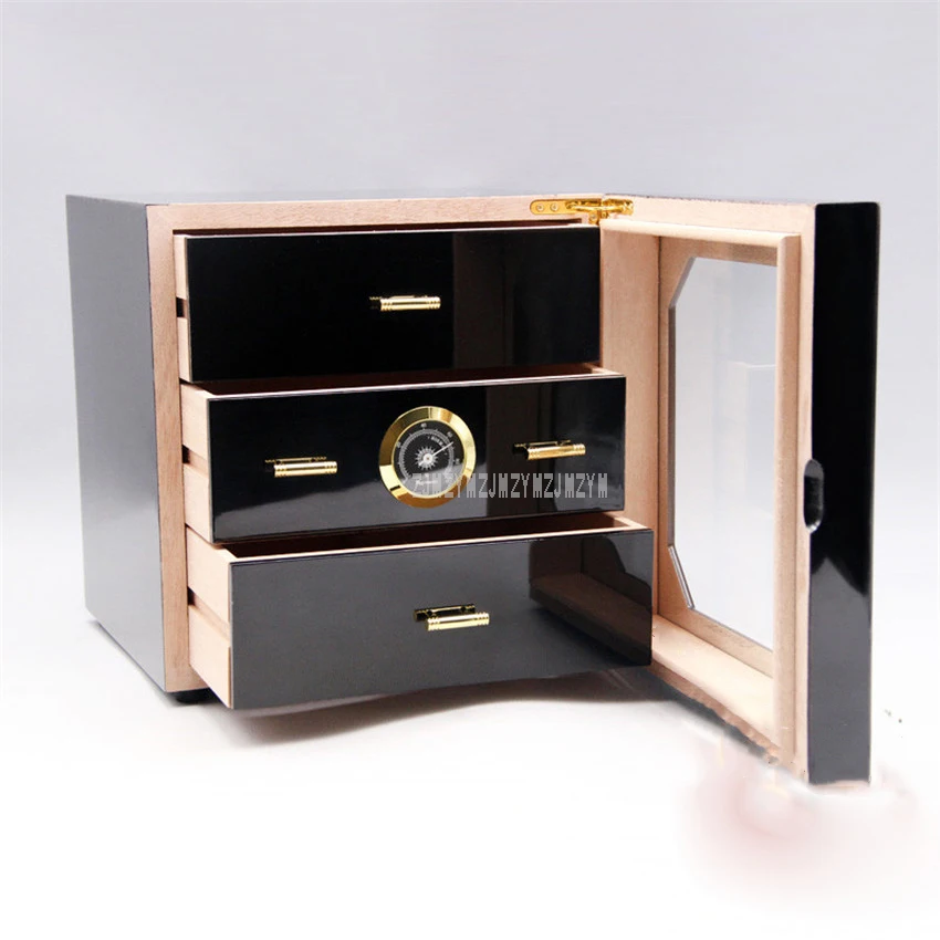 Luxury 3 Drawers Cedar Wood Cigar Box Humidor Cabinet Holder Wooden Smoking Cigar Cigarette Storage Box Hygrometer Humidifier