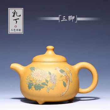 

2018 new style 360ml Yixing zisha genuine master handmade purple clay pot raw ore section of clay milk painted teapot