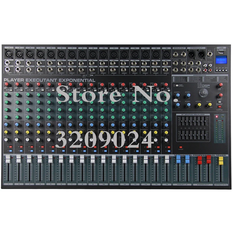 16 Channel Karaoke Audio Mixer Amplifier Professional Microphone Sound Mixing Console with USB Band Effect