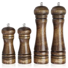 4 Unids/set 8 pulgadas 5 pulgadas Clásica De Madera De Roble Pimienta molino Triturador de Mano Condimento Spice Mill Grinder Herramientas de Cocina conjunto