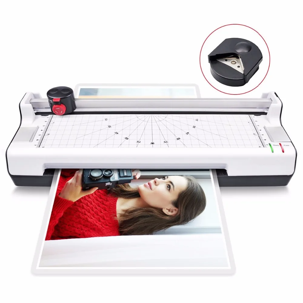 LAMINADOR A4 caliente y frío 4 en 1 con recortadora rotativa, esquinero redondo foto/Doucment/tarjeta máquina máx. soporte A4 tamaño - 1