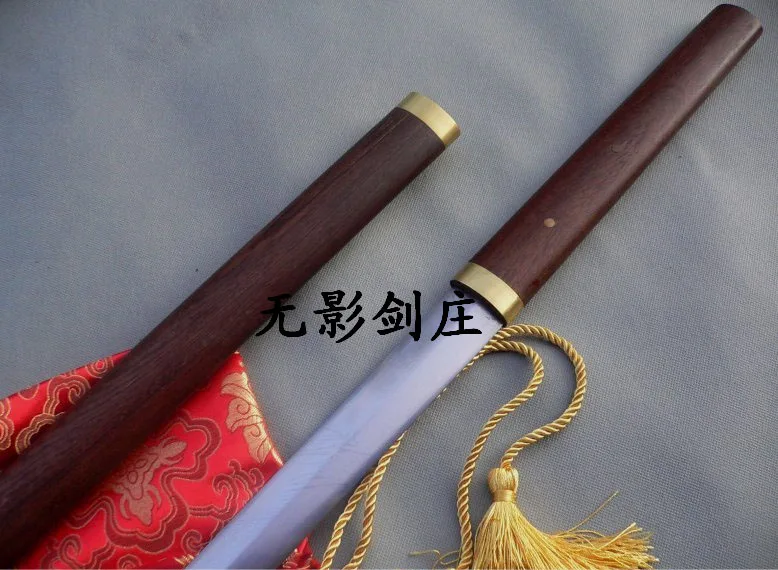 

S3914 BROWN ROSEWOOD STRAIGHT NINJA SWORD SATIN FINISH BLADE BRASS FITTINGS 31"