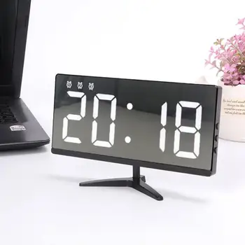 

LED Mirror Digital Alarm Clock Dimmable Screen Digital Clock 3 Brightness With Date And Temperaturefor Display For Kids Bedroom