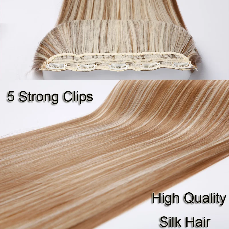 SHANGKE 5 зажимы/шт натуральный шелковистый прямые волосы расширением 24 "дюймов Клип В для женщин штук длинные поддельные синтетические волосы
