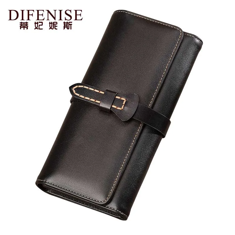 

Difenise Brand The first cowhide Genuine Leather Women Wallets Long style Purses Solid Fashion Wallets With Gift Retail Box 6986