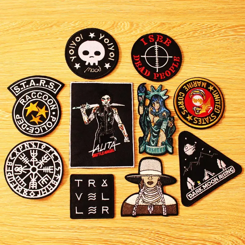 

DIY Embroidered Patches For Clothing Iron on Patches For Clothing DIY VIKINGS Patch STARS Resident Evil Patch Badges Appliques