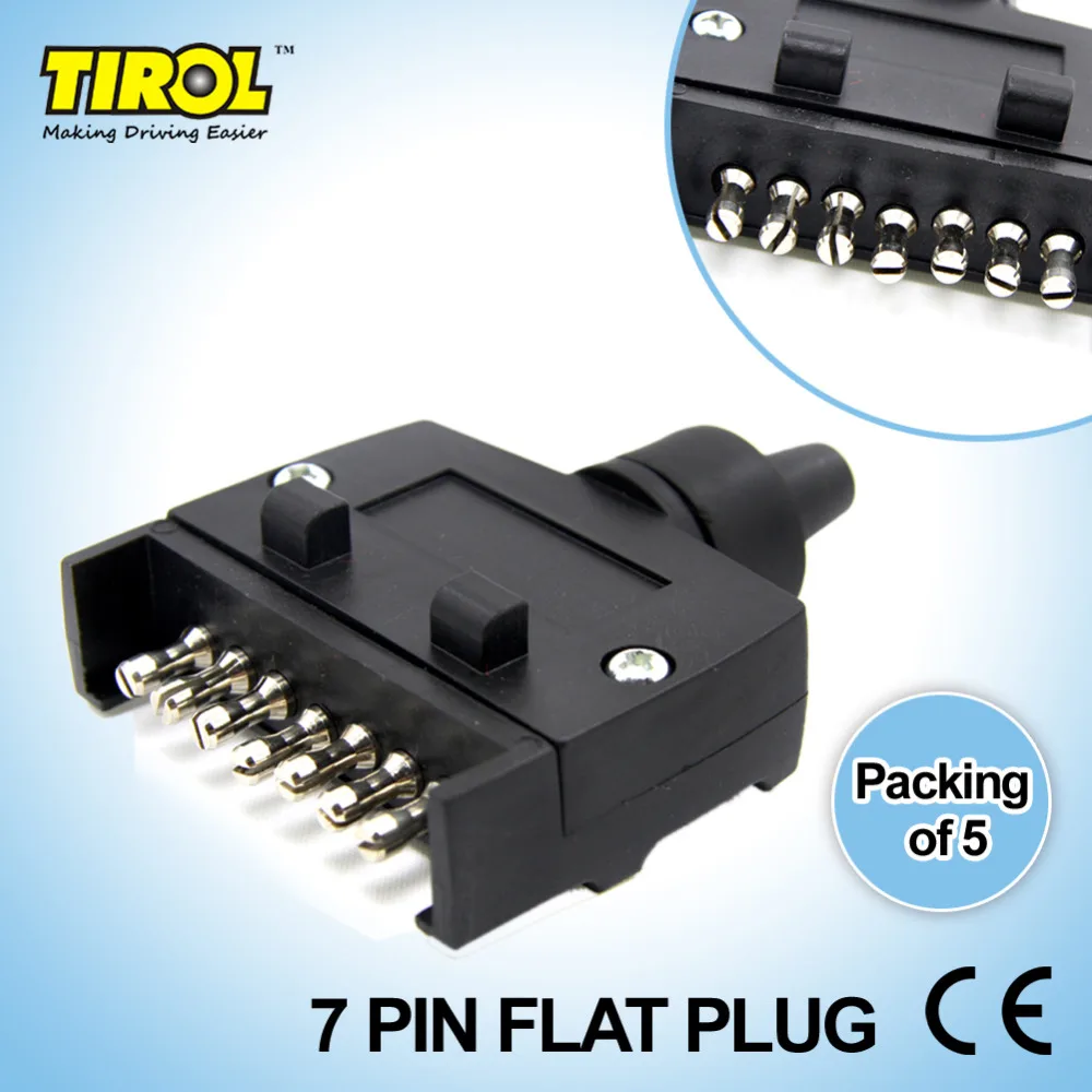 TIROL T21228c 5 шт./лот 7-булавки плоский прицеп разъем свет разъем 12 в 7 способ Мужской прицепы адаптер караван RV лодка